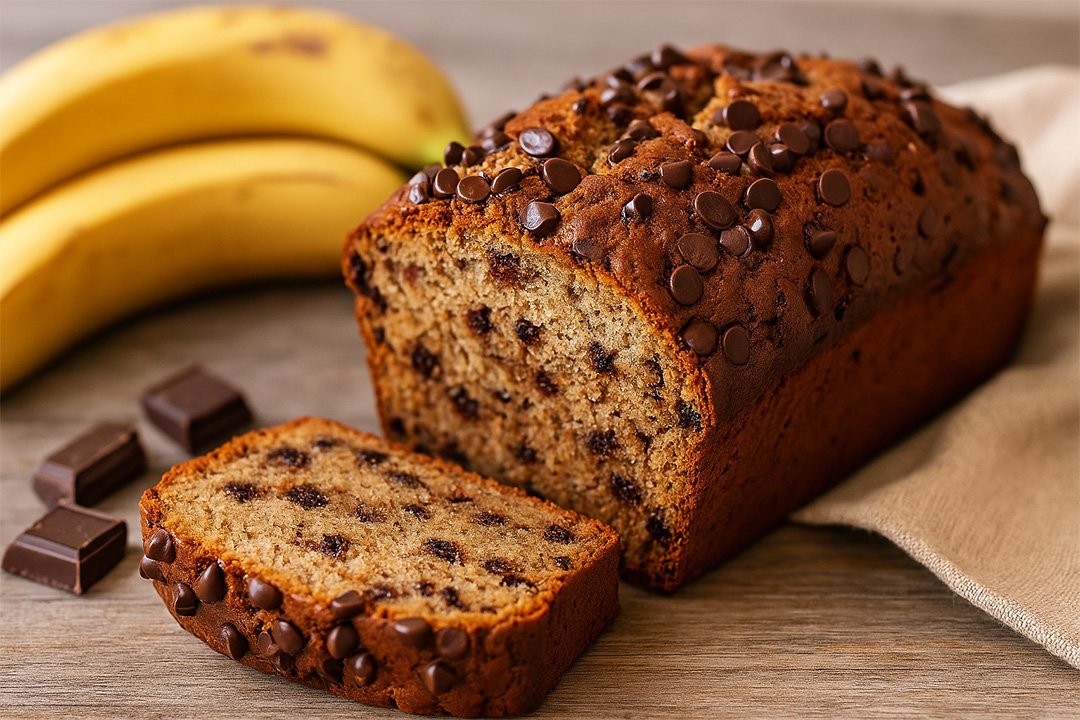 Receta bizcocho de plátano con virutas de chocolate