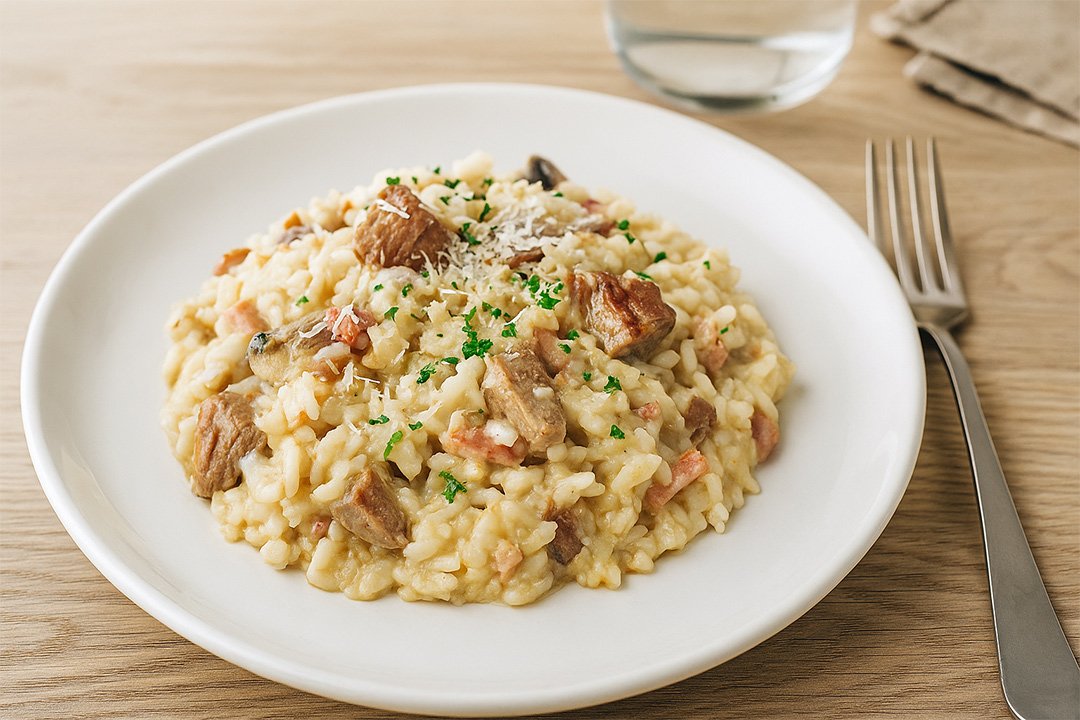 Receta de rissoto de solomillo iberico y bacon