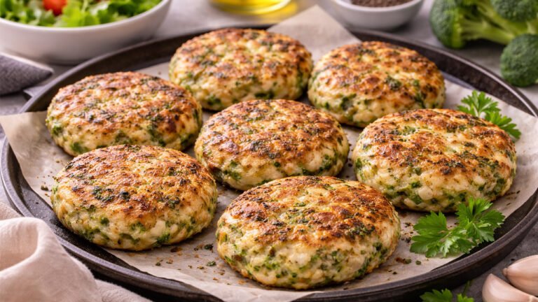 hamburguesas de pollo y brocoli