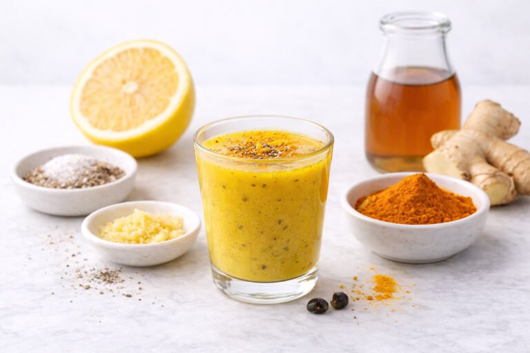 Chupito digestivo de papaya, limón y cúrcuma