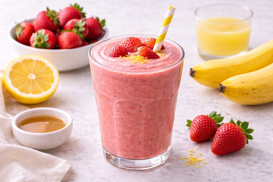 Smoothie de fresa y plátano