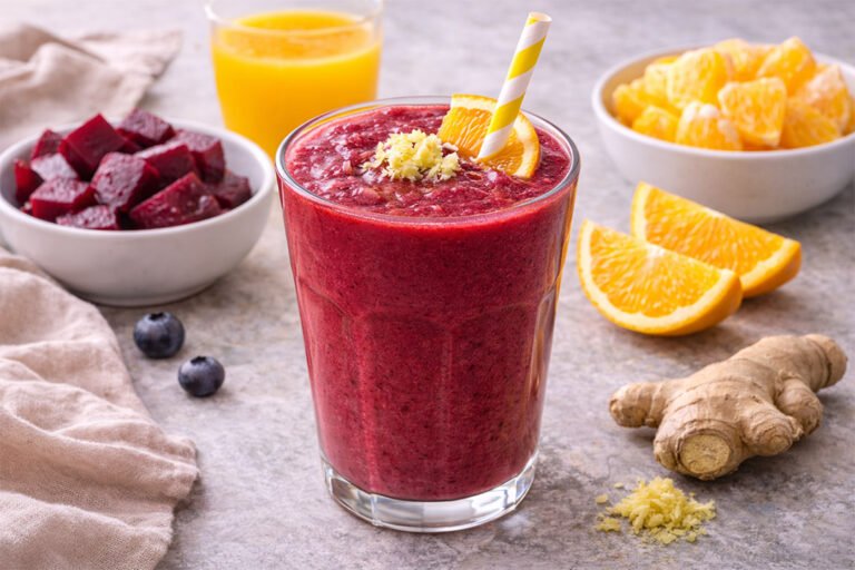 zumo de remolacha, naranja y jengibre